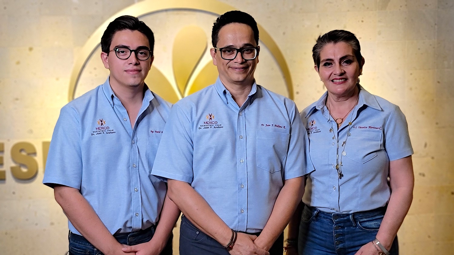 Dr Juan Arrelano with wife and son all in Bariatric Team Shirts