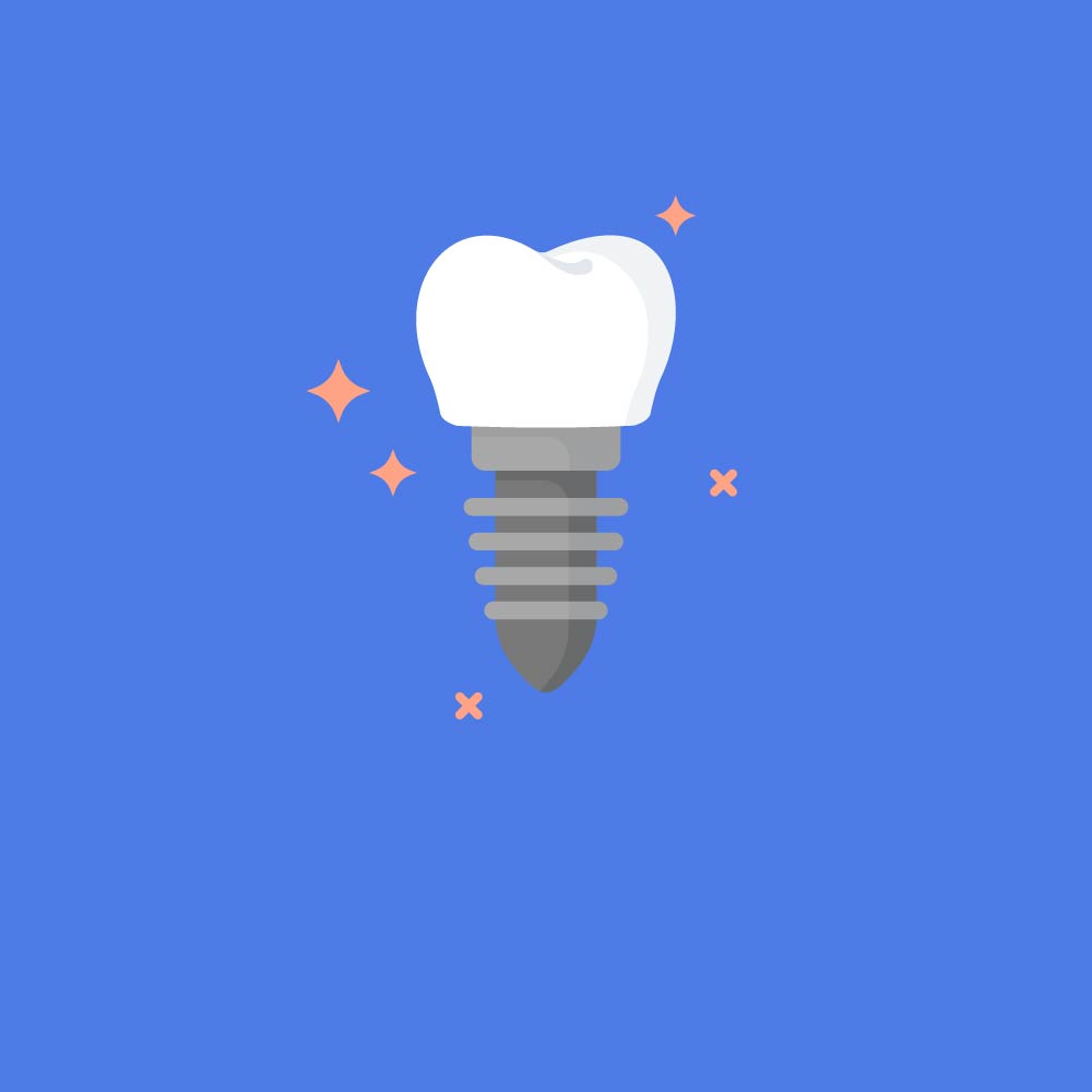 Dental Implant Icon with sparkles